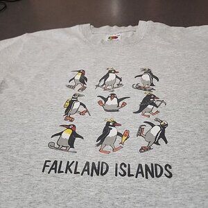 Falkland Island Souvenir Grey adult M short sleeve Tshirt Fruit of the Loom